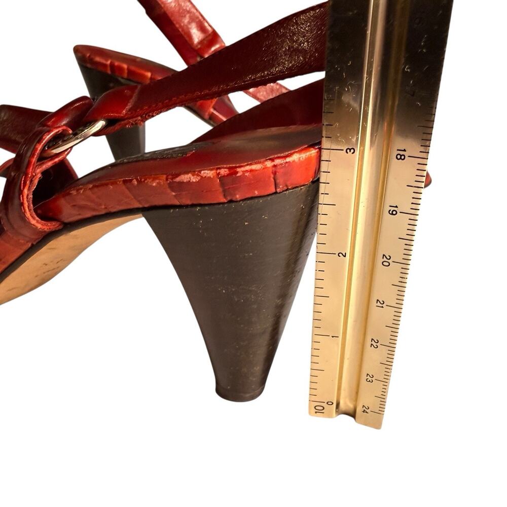 Brighton Red Croc-Embossed Leather Slingback Heels - Picture 12 of 12